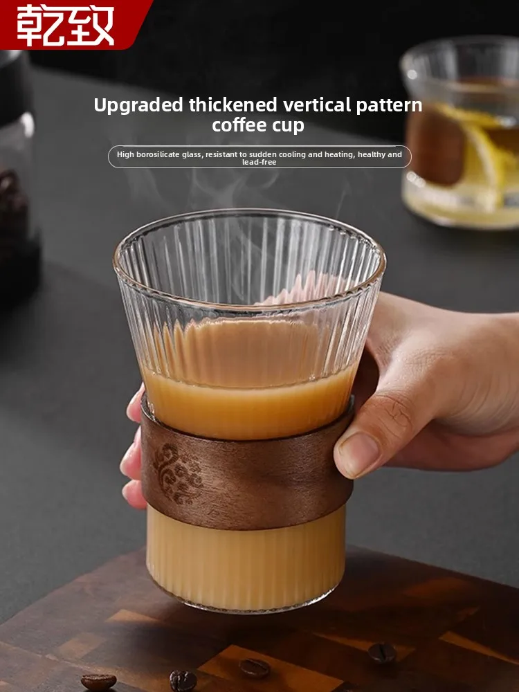 

Chinese Sle Glass Cup Tea Cup Heat Resistant Anti Scald Waist Bundled Coffee Cup for Guests Home Use Drinking Water Juice