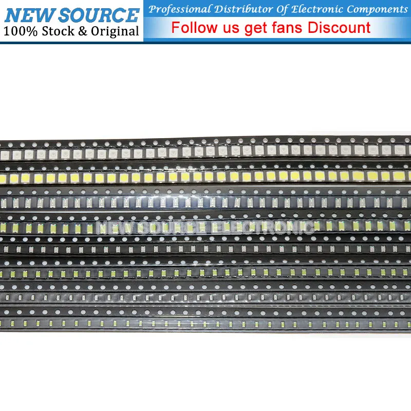 5 x 100pcs/Color=500pcs New 1206 0805  0603  LED Diode Assortment  SMD LED Diode Kit Green RED  White Blue Yellow