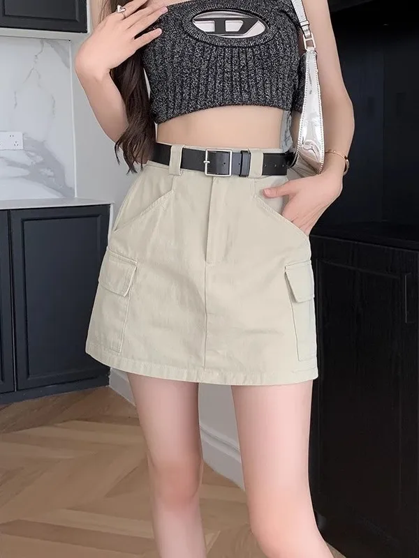 

Модная ретро-юбка А-силуэта в рабочем стиле, женская летняя новинка 2026 года, хит продаж, короткая юбка с высокой талией из полиэстера, облегающая юбка-карандаш