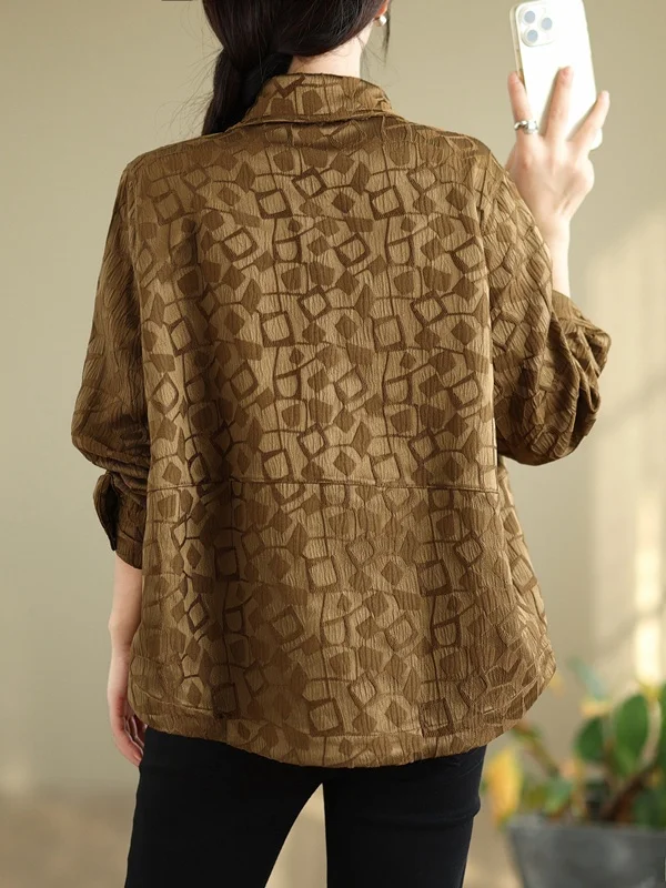 เสื้อคลุมคาร์ดิแกนทรงยาวปักลายเรขาคณิตแฟชั่น ปกเปิดติดกระดุมเม็ดเดียว สไตล์ลำลอง สำหรับผู้หญิงไซส์ใหญ่