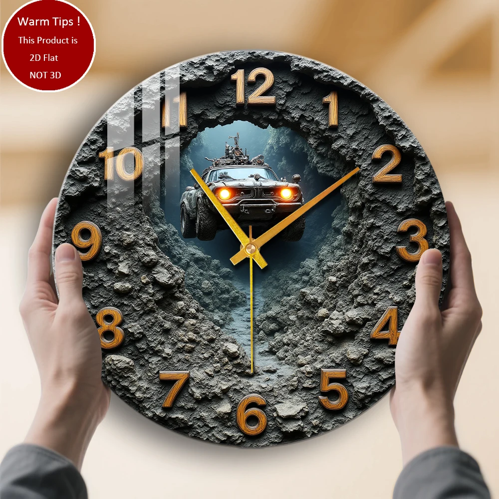 

Настенные часы из закаленного стекла, постапокалиптические автомобильные часы-пещера, подходящие для декора стен или настольного дисплея в любом месте