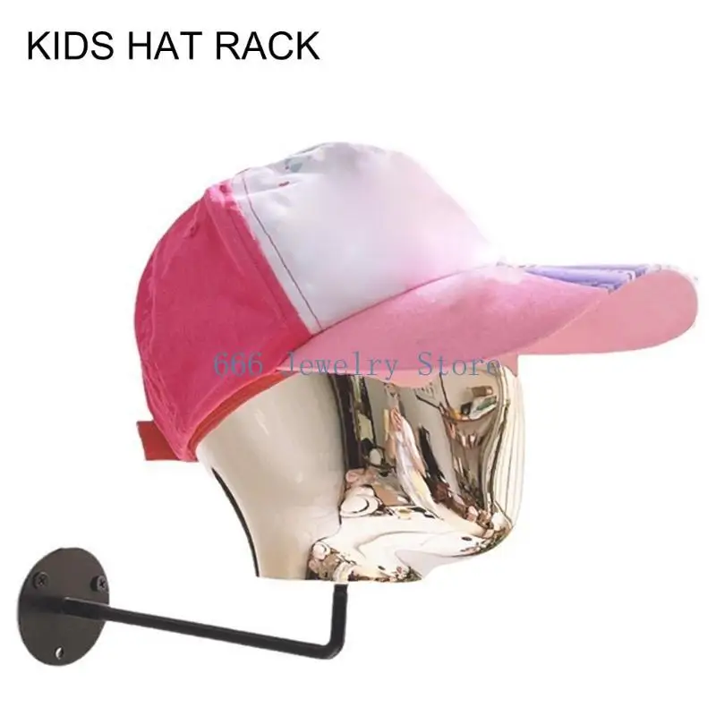 F2TD Wall Mounted Kids Hat Rack in Gold   Space Saving Display for Children's Hats Sturdy Plastic and Iron Materials