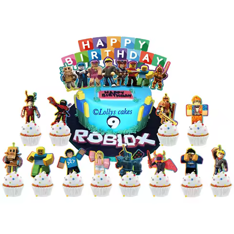 New Roblox Birthday Party cake topper cupcake topper Sets Baby Shower for Kids Birthday Party Decorations Supplies Gifts