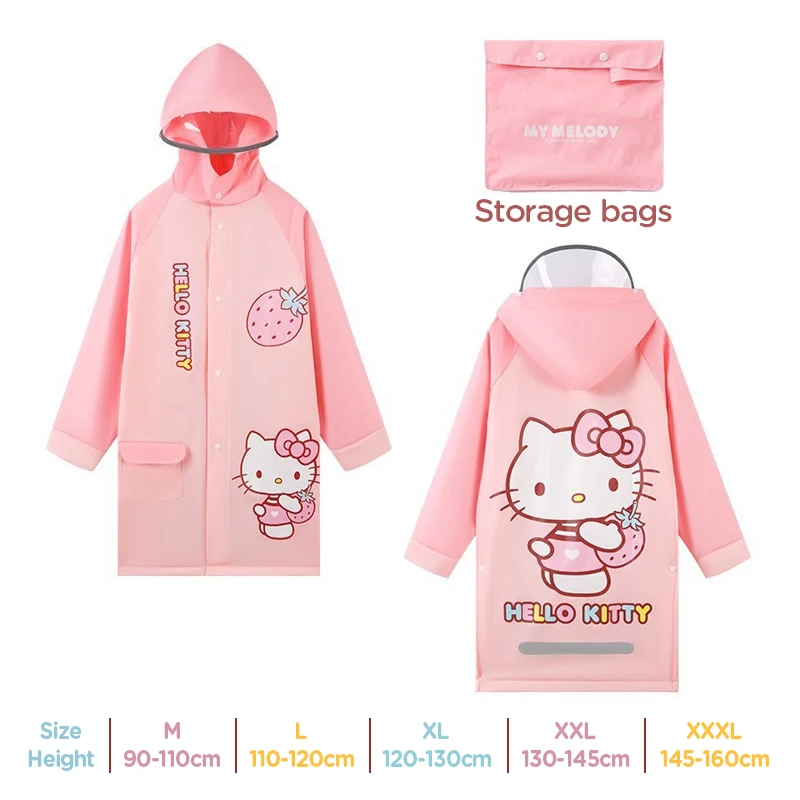 Japanese Amine Raincoat Stay Dry & Comfy in the Rain Outdoor Walking Cycling Kids Poncho Hooded Jacket for Girls & Boys