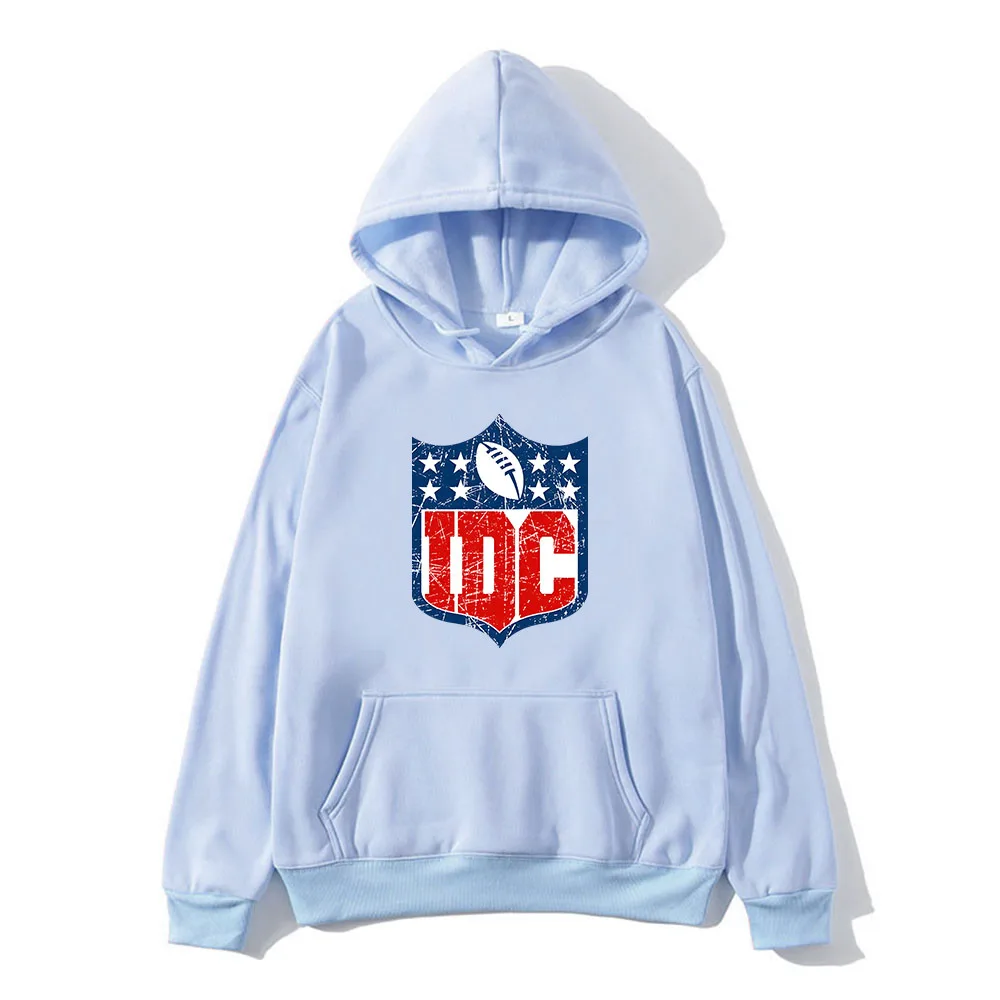 I Don't Care IDC Football Hoodie Hooded Long-sleeved Sweatshirt Casual Graphic Printing Clothing Fleece  Ropa Hombre Pullovers