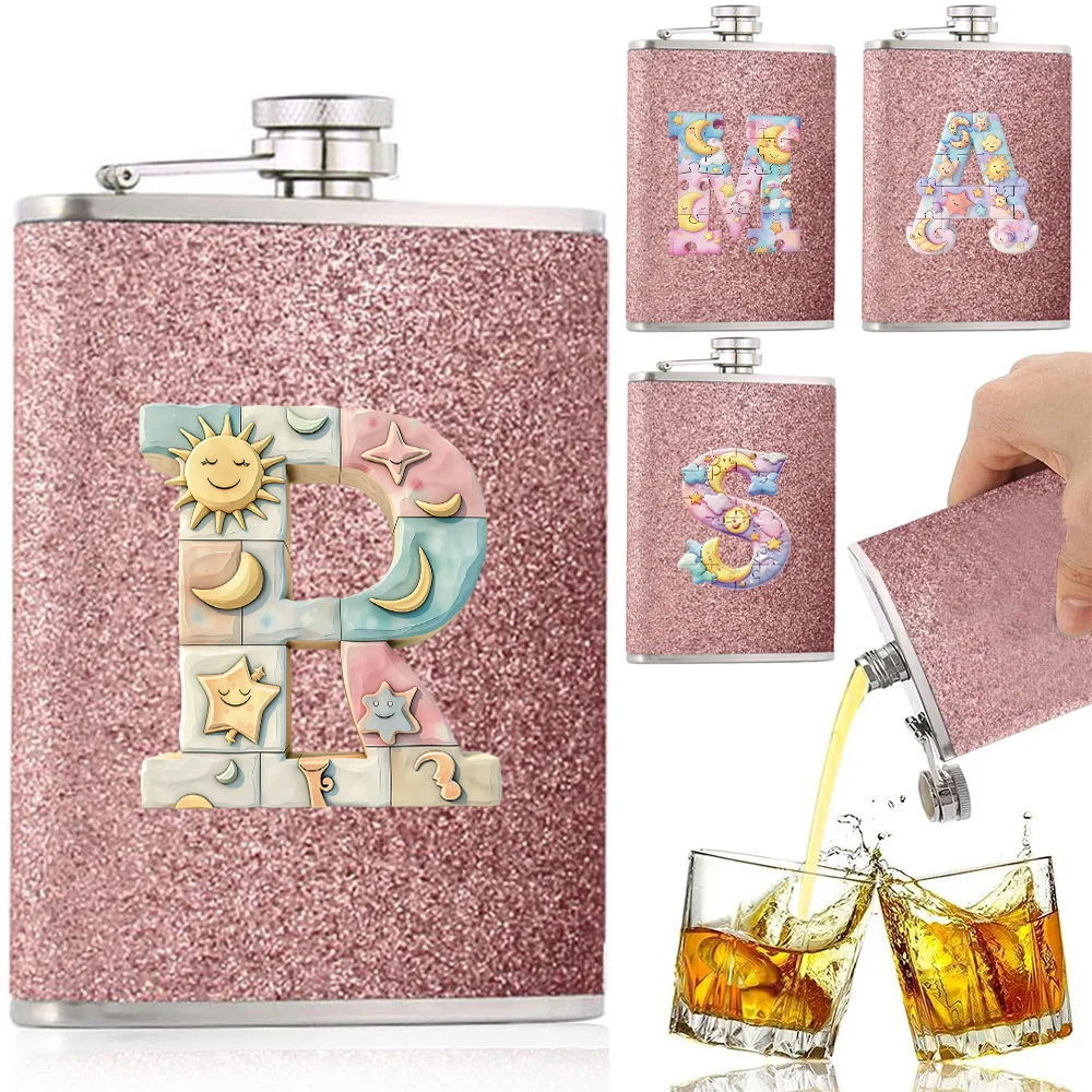 

Metal Portable Pocket Flask Fashion Printed Waist Worn Liquor Tool Stainless Steel Durable Bottle For Women Saw Puzzle Pattern