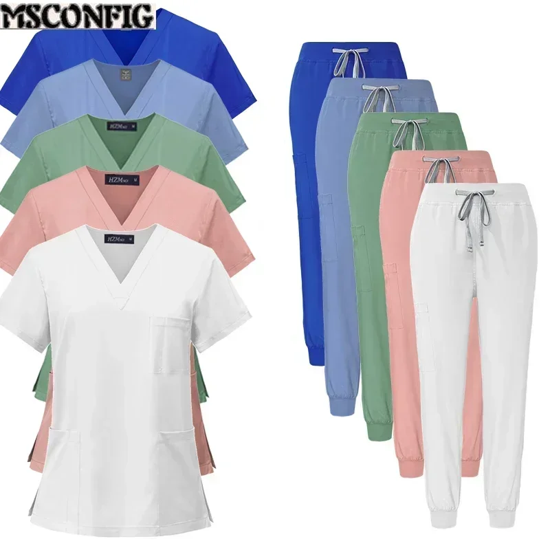 Unisex manga curta enfermeira uniforme, Medical Scrubs conjuntos, Multicolor, Hospital, Doutor, Workwear, Oral, Dental, Cirurgia