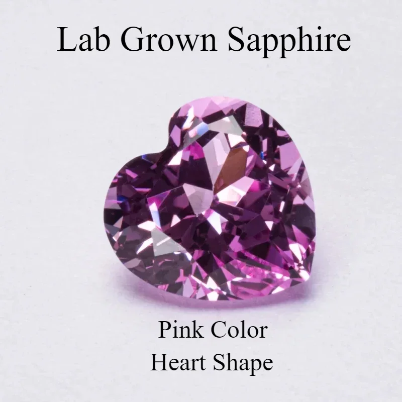 Lab Grown Sapphire Heart Shape Pink Color VVS1 Gemstone for Charms Diy Jewelry Making Bracelet Ring Selectable  AGL Certificate