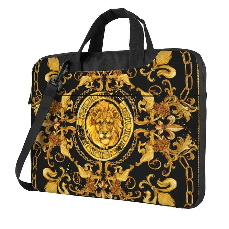 Golden Lion Baroque Pattern Laptop Shoulder Bag Compatible with 13/14/15.6 Inches Laptop Netbook PC Cover Pouch