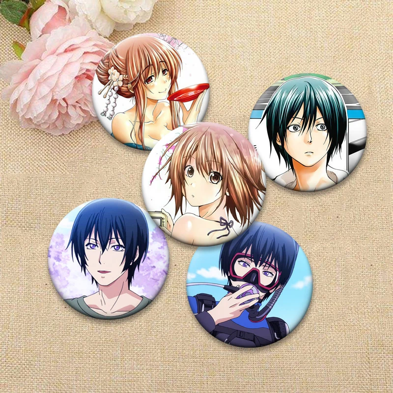 Anime Grand Blue Dreaming Brooches Pins Kitahara Iori,Imamura Kōhei,Chisa,Nanaka Cartoon Badge Backpack Bag Ornament Accessorys