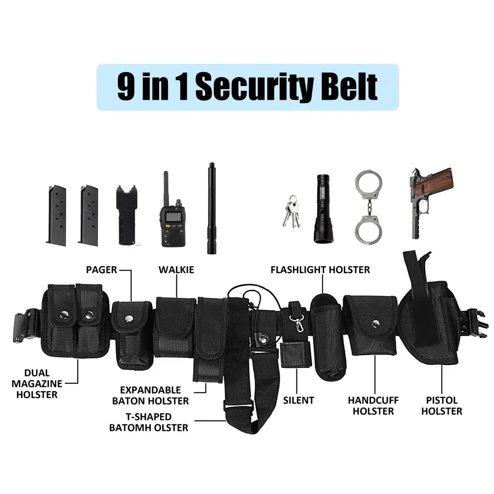 Law Enforcement Utility Tactical Belt Multifunctional Outdoor Training Bag Hiking Belt Patrol Military, Black Duty Utility Belt