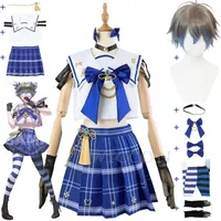 YouTuber VTuber Ike Eveland Luxim NIJISANJI AND Cosplay Costume Wig Anime Sexy Woman Man School Sailor Uniform Halloween Suit