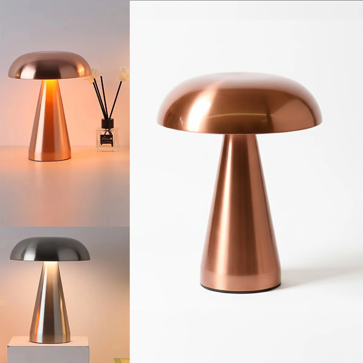 

Настольная лампа в виде гриба, портативный светильник, перезаряжаемый стол, настольная тумбочка для чтения, ночная спальня, домашний декор для спальни, металлический кабинет