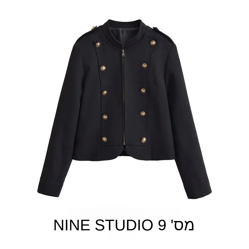 

Женская приталенная короткая куртка NINE ZAR с пуговицами и молнией, длинными рукавами, из полиэстера, модный топ для костюма, весна 2026