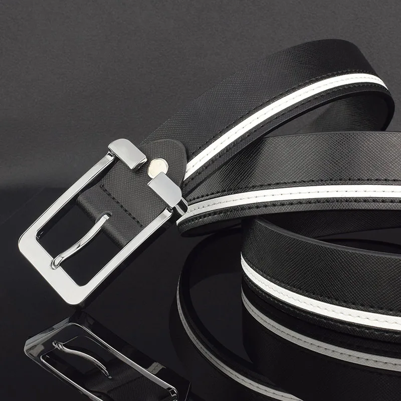 Business Waist Strap Men's Belt Pin Leather Buckle Student Luxury Brand White Dress Casual Designer Mens Belts Ceinture Homme