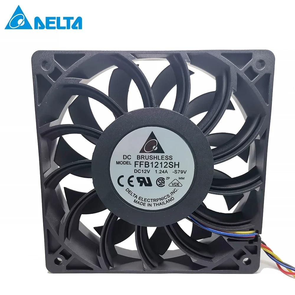 for delta FFB1212SH 12025 DC 12V 1.24A 12CM violent high speed air volume fan pwm 4-pin server inverter case axial cooler fans