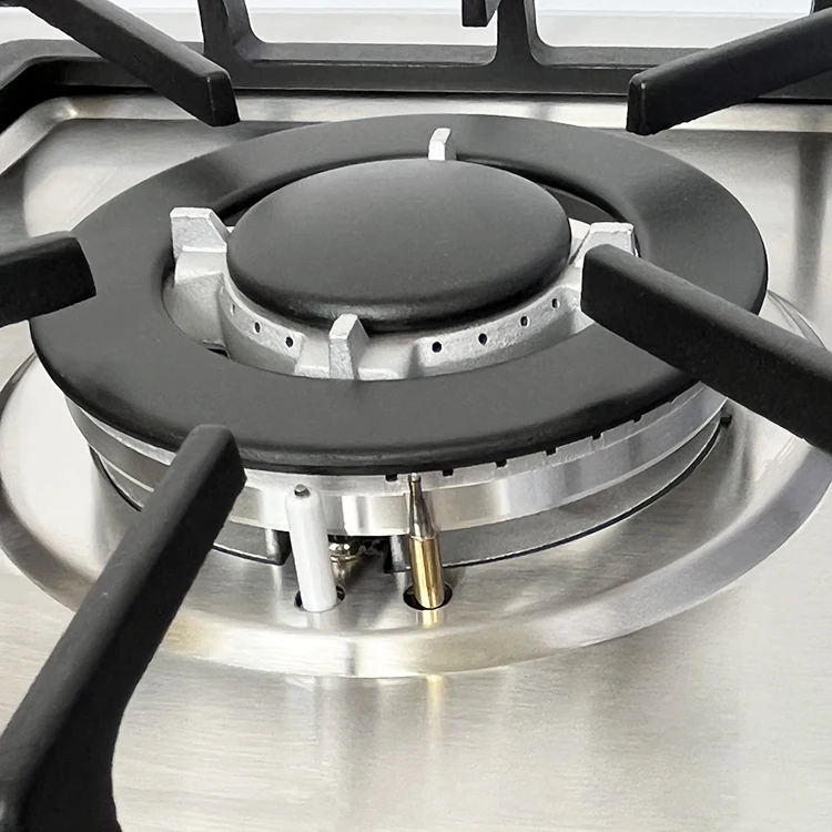 موقد غاز آمن بخمسة شعلات - موقد غاز البترول المسال/NG مدمج من الفولاذ المقاوم للصدأ للمطابخ الاحترافية