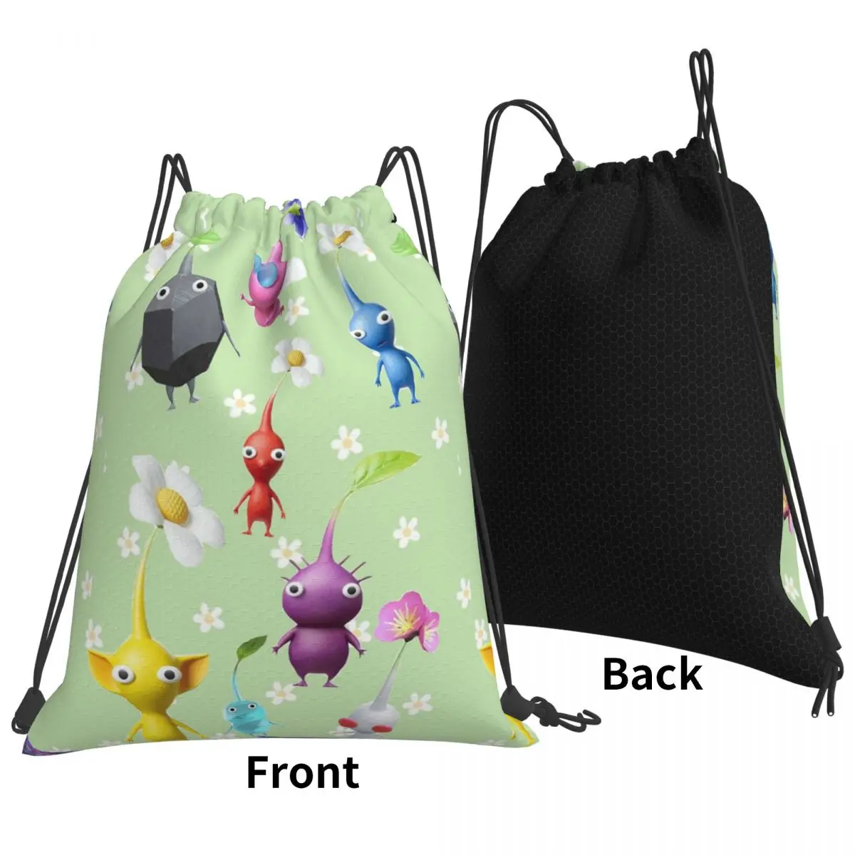 

Pikmin Characters Backpacks Casual Drawstring Bundle Pocket Sports Bag Book Bags for Man Woman Students