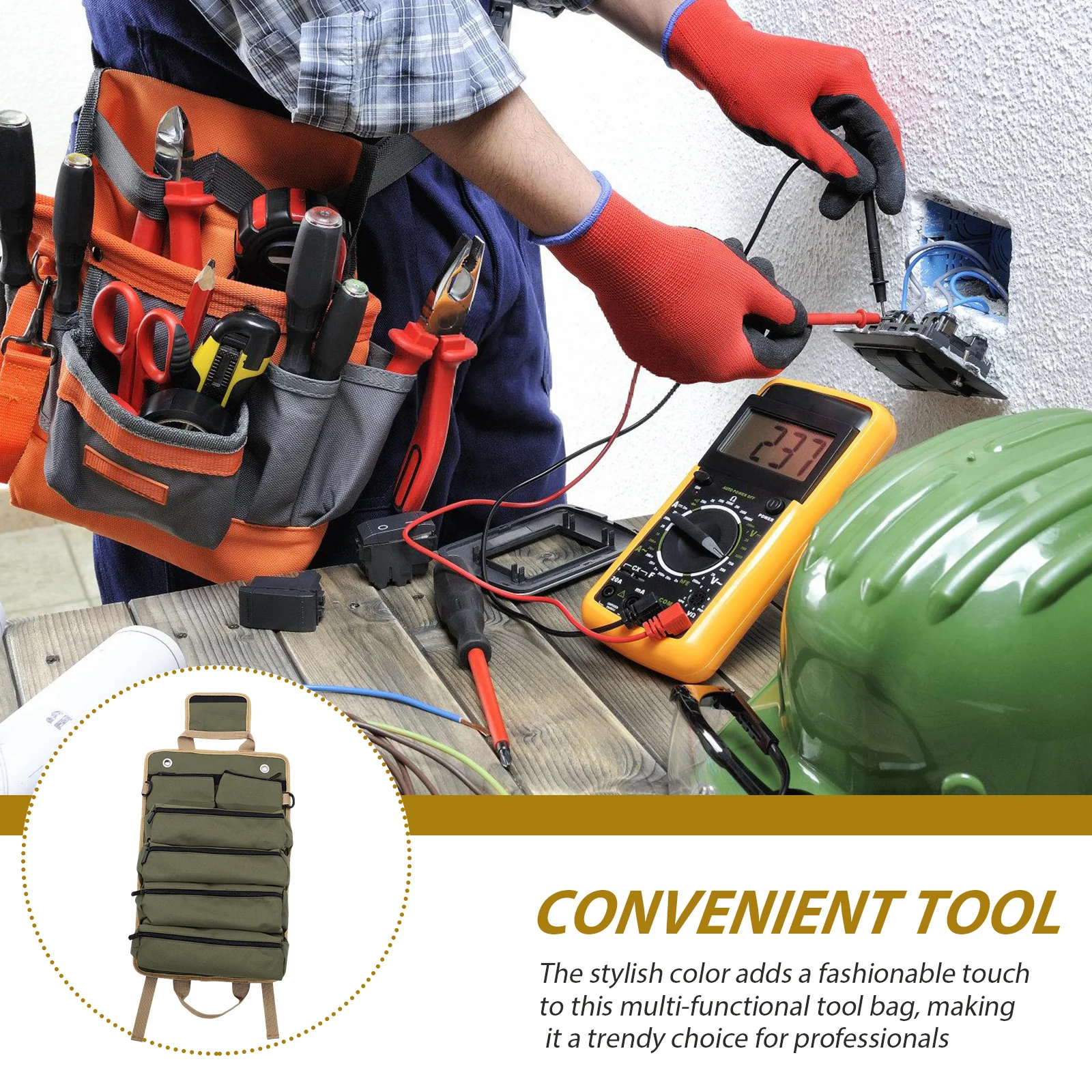 

Portable Tool Roll Bag Durable Hardware Organizer For Gardening Electrical Woodworking Car-Friendly Roll-Up Pouch