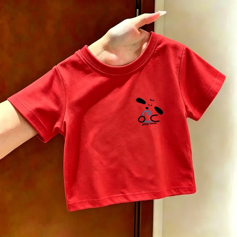 Cute Puppy Simple Printed Children's T-shirt New Personalized Parent-child Outfit Fashionable Soft Skin Friendly T-shirt