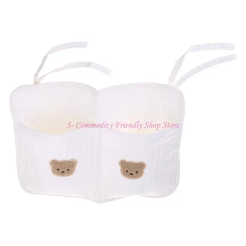 

85AE Hanging Pocket Cribs Storage Bag Bedside Hanging Storage Bag Cotton Organizing Pocket for Toy Diaper Strollers Bag