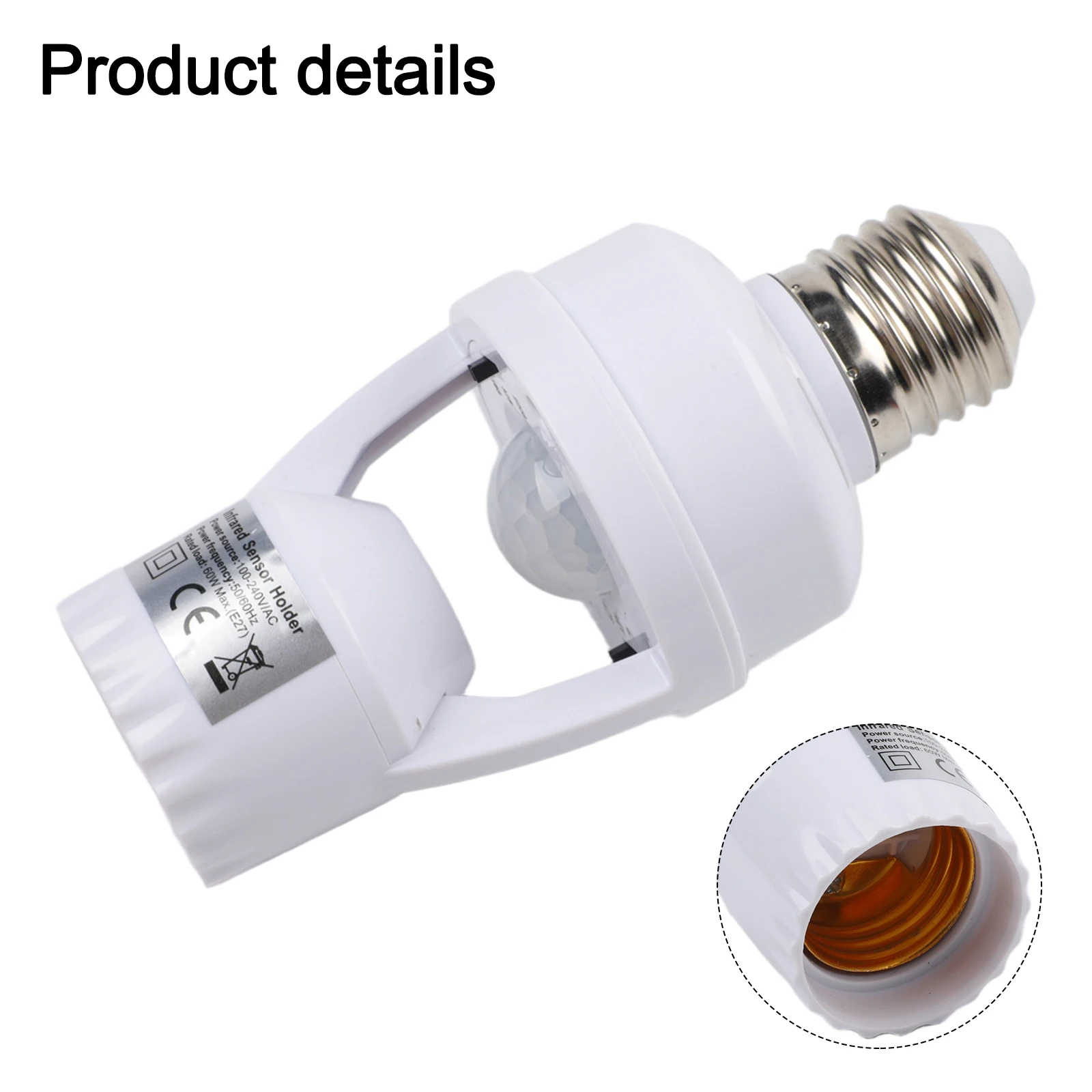 Infrared Motion Sensor Light Bulb Holder E27 with Automatic On Off Function Suitable for Garages and Staircases