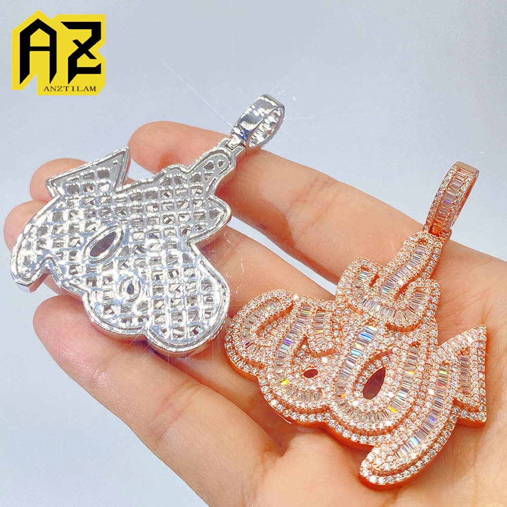 

Anztilam Fire Pendant Iced Out Necklace For Women Men Bling Zircon with Tennis Chain link Hip hop Jewelry Free Shipping