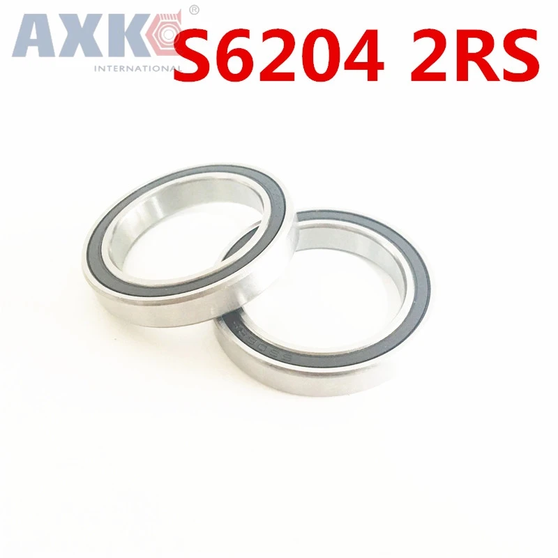 Axk S6204-2rs Cb Abec-3 Stainless Steel 440c Hybrid Ceramic Deep Groove Ball Bearing 20x47x14mm 6204-2rscb