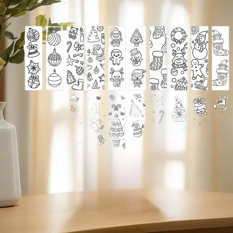 

Blank Bookmark Set with 32 DIY Christmas Cartoon designs; Minimalist Style Page Markers Gift for Expressive Readers