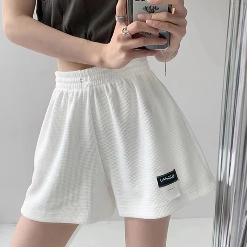 summer casual women shorts korean sports loose solid female wide leg shorts fashion new Elastic waist all match ladies shorts