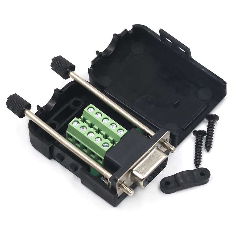DB9 serial COM transfer-free solder terminals RS232 female connector with back side screw DIY