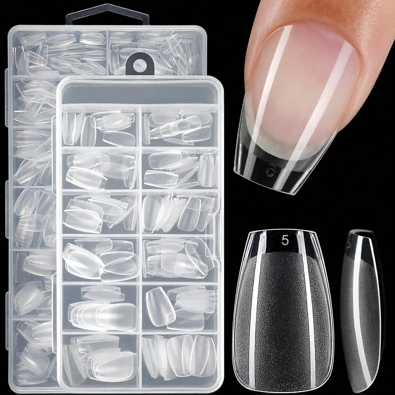 

120/600 Rectangular Nail Stickers Made Of Soft Gel, Transparent Nail Stickers Semi-Matte Full Coverage Nail Stickers Acrylic