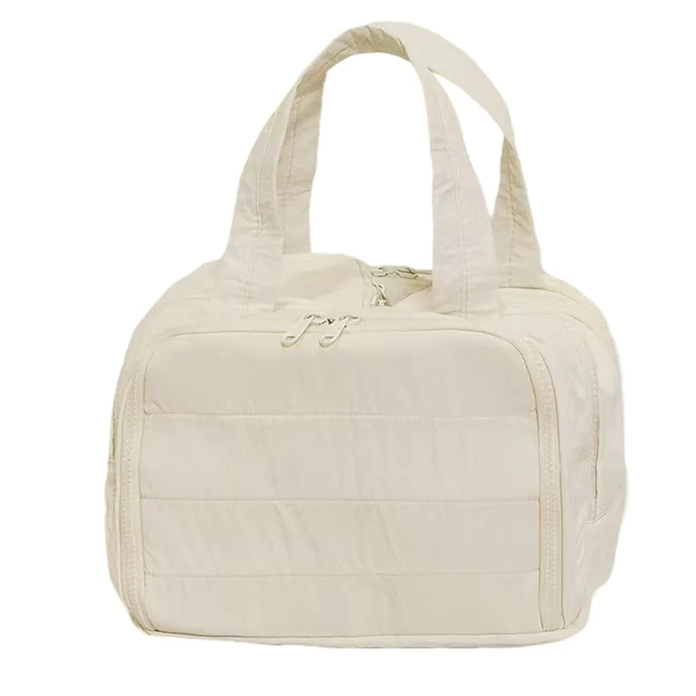 

Multipocket Design Cosmetic Handbag Double Side Open Zipper Closure Portable Makeup Pouch Comfortable Handle