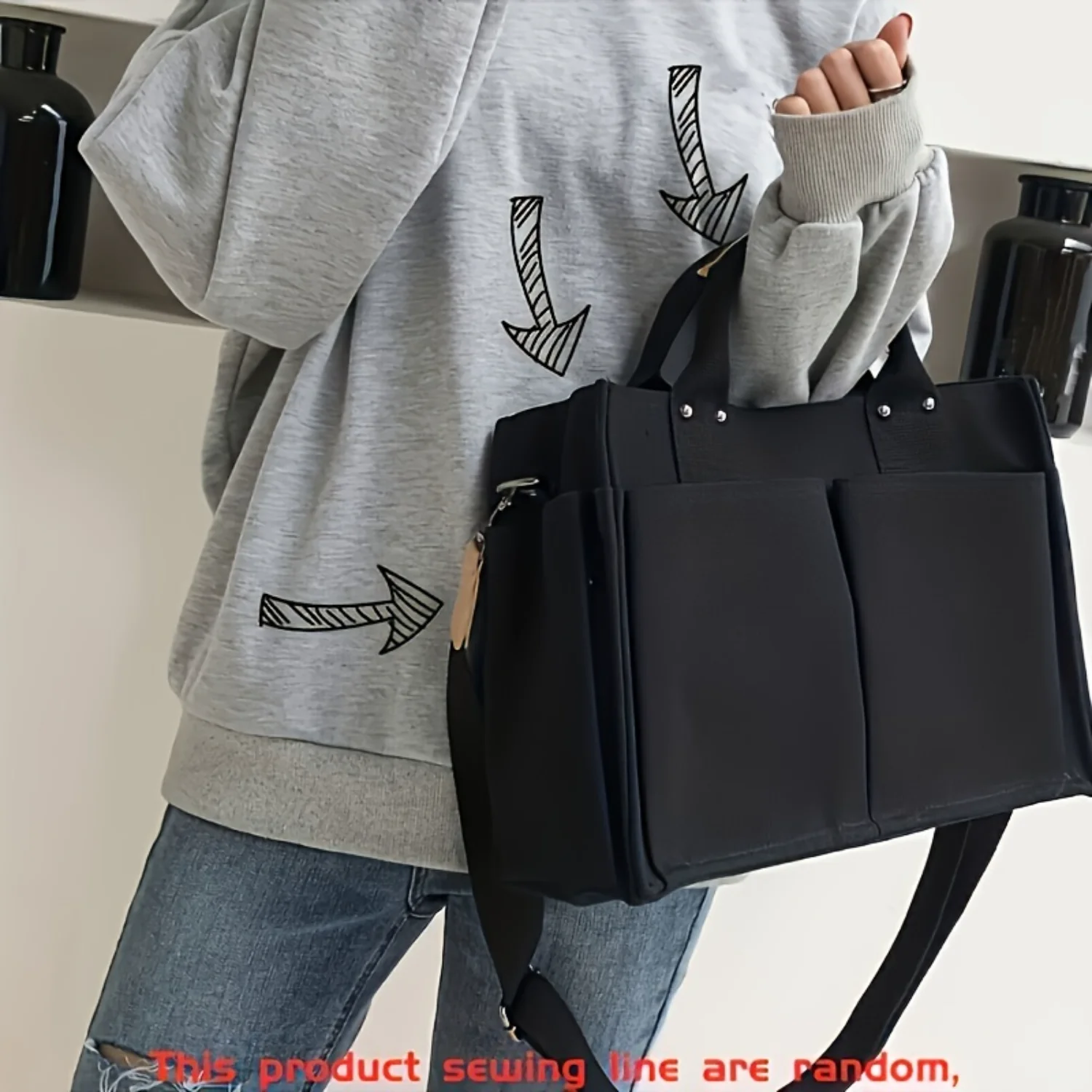 Travel-Ready Canvas Tote Bag  Secure Zip, Removable Crossbody Strap, Multiple Pockets & Comfortable Wide Strap