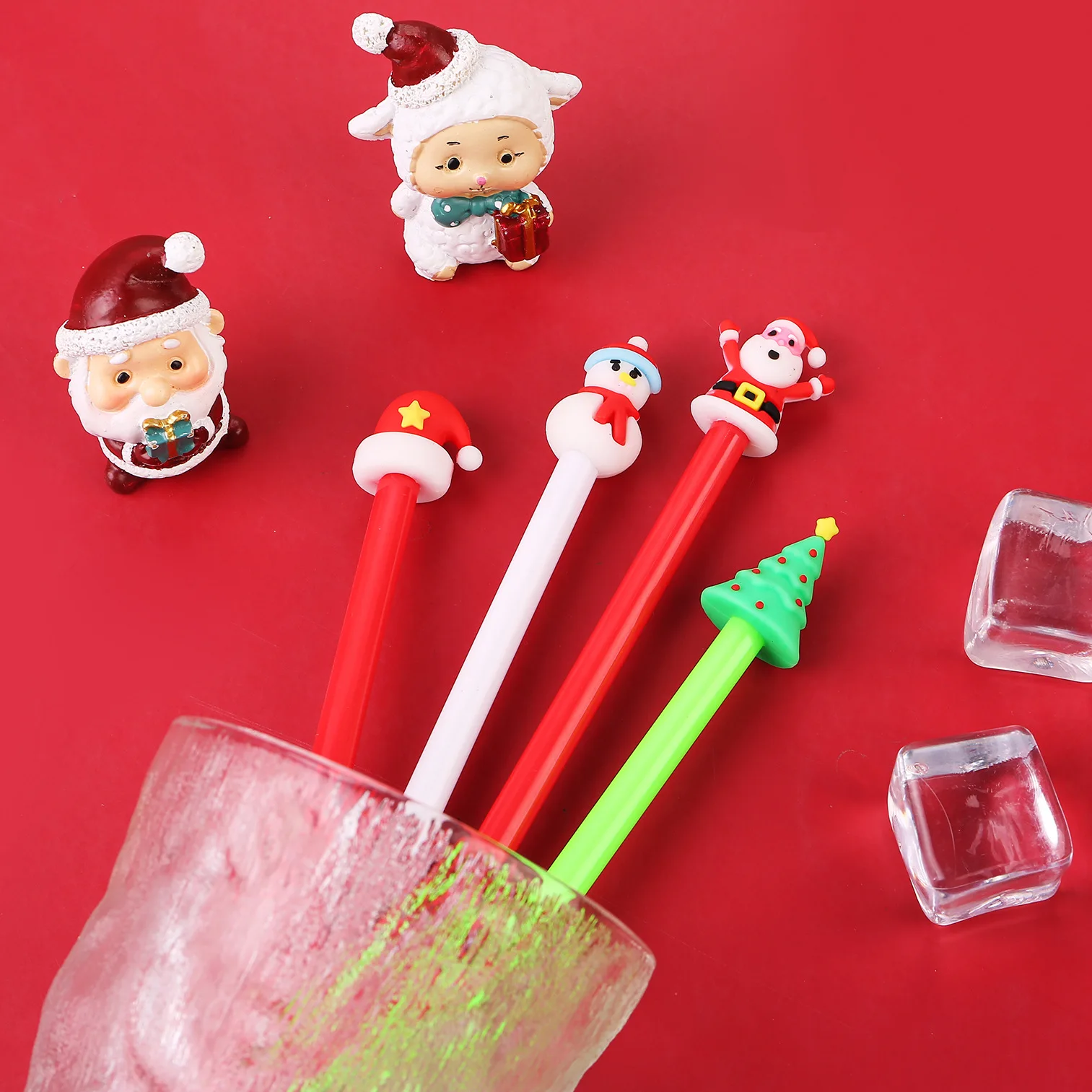 50Pcs/Lot Christmas Cute Cartoon Santa Snowmen Elk 0.5mm Black Ink Gel Pens Christmas Tree Pen School Office Stationery Gifts