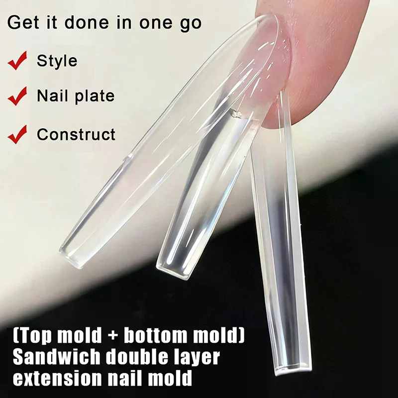 

Формы для наращивания ногтей Sandwich Dual, 240 шт., 15 размеров, для наращивания ногтей, двойные формы: катафалк, миндалевидные, верхняя и нижняя формы