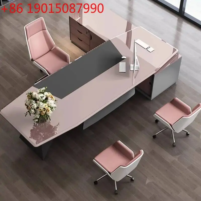 

Boss Simple Modern Office Desk Combination Baking Paint President Desk Creative Director Mesa Para Computador Office Furniture