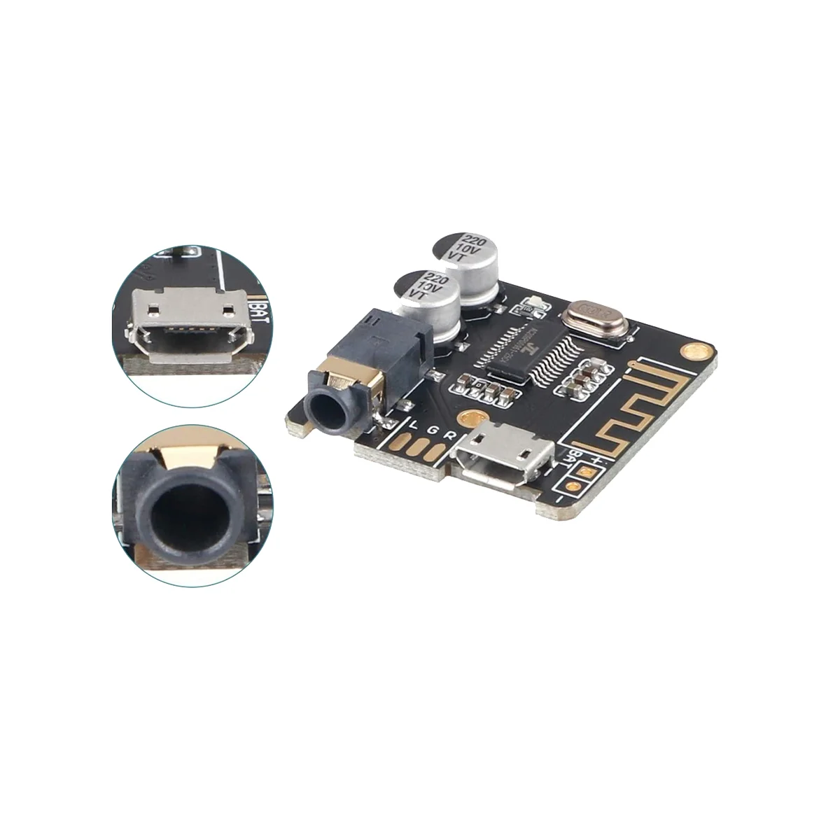 BT5.0 Audio Receiver MP3 Bluetooth Decoder Lossless Car Speaker Audio Amplifier Board with Case+AUX Audio Cable DC3.7-5V