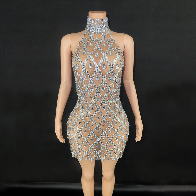 생일 반짝 이는 라인 석 바 파티 의상 슬림 호스트 파티 드레스 민소매 섹시한 졸업 파티 드레스 Vestidos De Festa Luxo