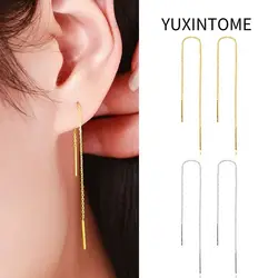 925 스털링 실버 바늘, 심플한 롱 체인 태슬 피어싱 귀걸이, 9cm 이어라인 댕글 귀걸이, 패션 주얼리 선물