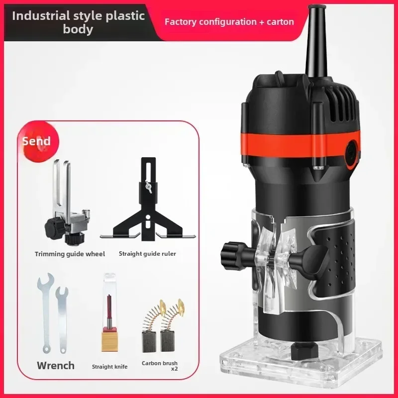 Woodworking Electric Trimmer Wood Engraving Slotting Trimming Machine Carving Router Slotting With Milling Cutter