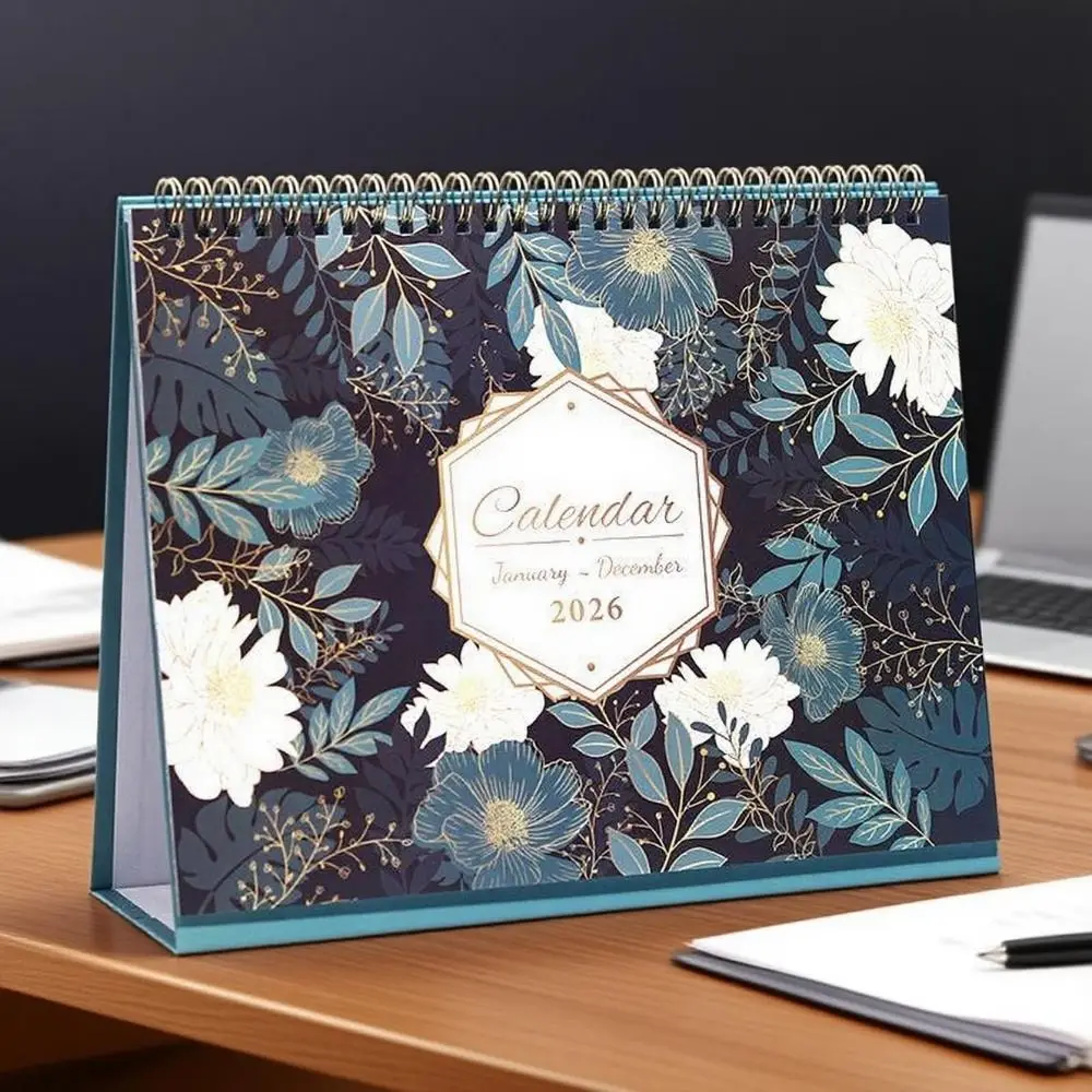

Creative 2026 Desktop Calendar Thick Paper Portable Standing Flip Calendar Yearly Agenda To Do List Annual Schedule Organizer