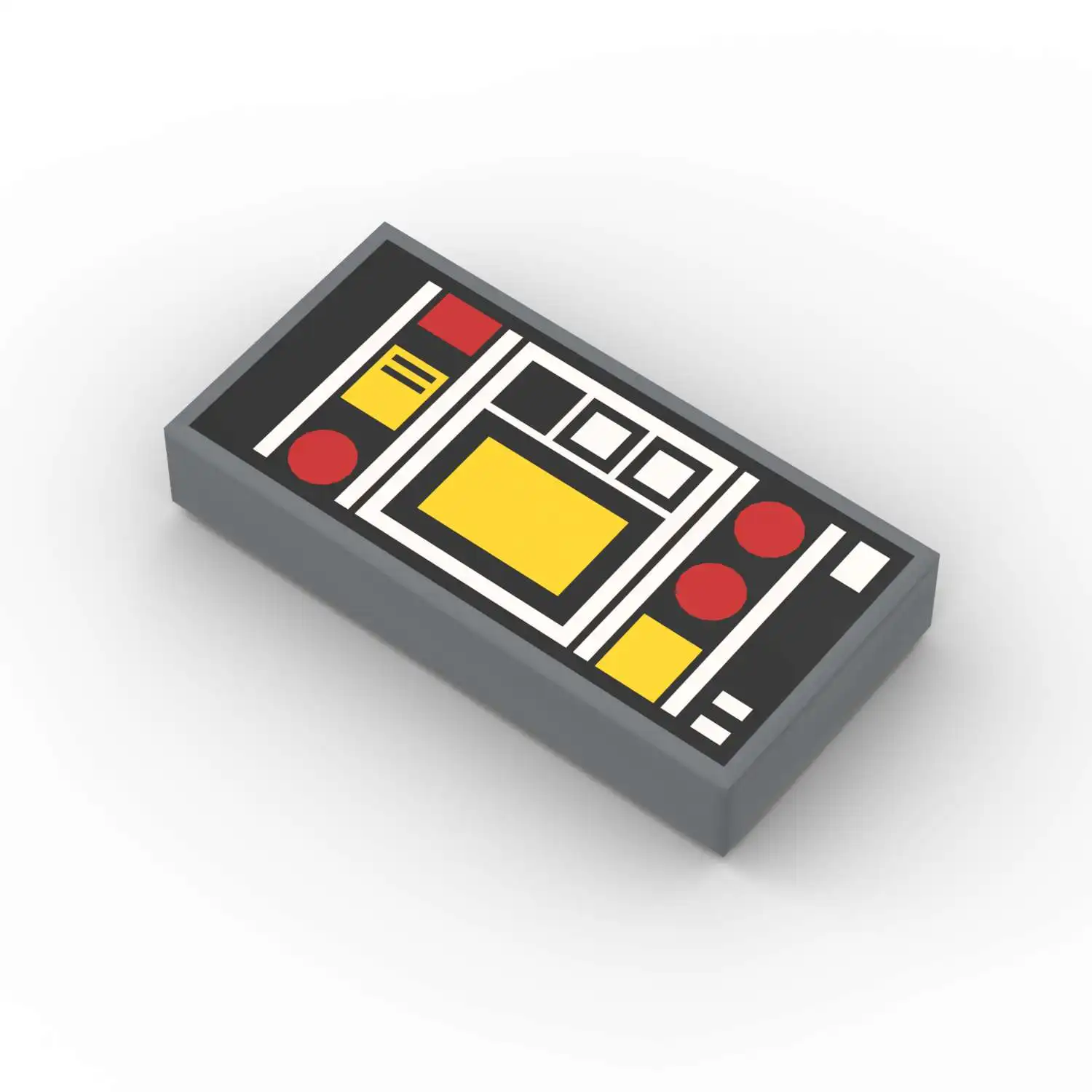 3069pb0777 p68 printed building block deep red target screen pattern machine model accessory small particle toy