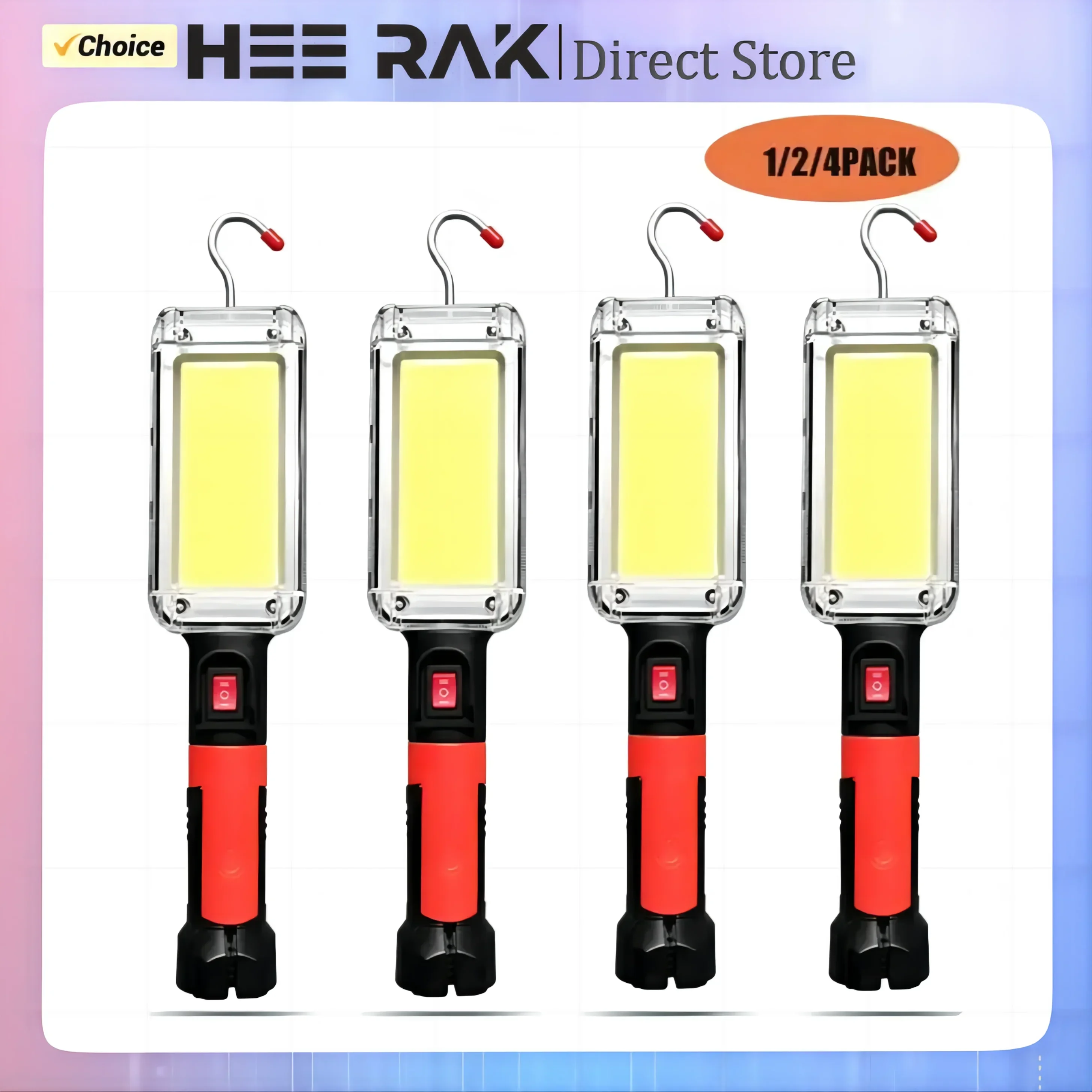 AliExpress Collection 1pcs USB Rechargeable COB Work Light Portable LED Flashlight 18650 Adjustable 2Mode Waterproof Magnet