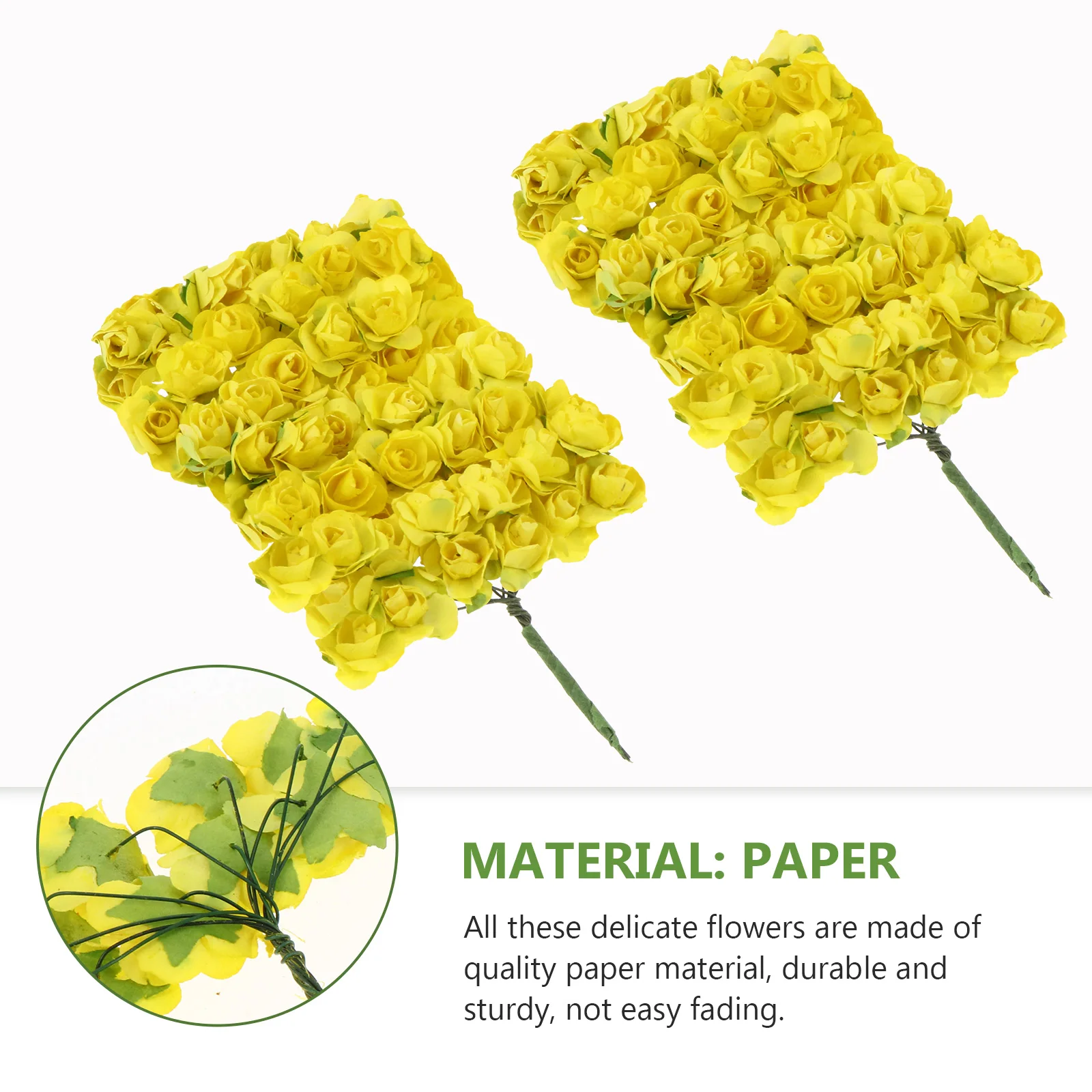 

144 Pcs Paper Wedding Flowers Artificial Roses Simulation Decorations Yellow Bouquet