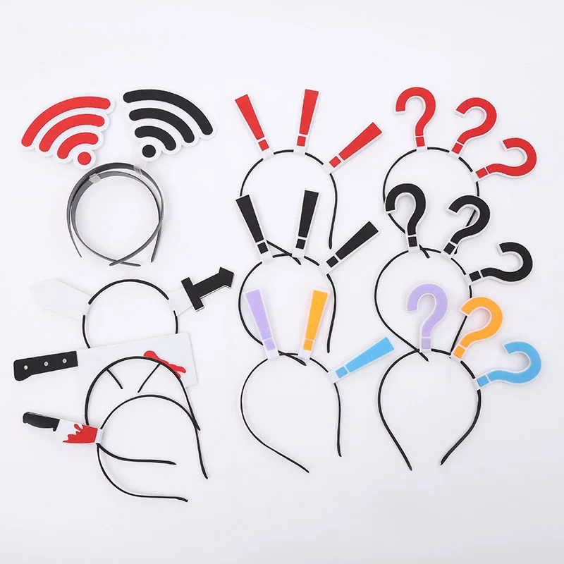 

24pcs Adult Children Funny Question Mark Exclamation Headband Headdress Festival Cute Cartoon Halloween