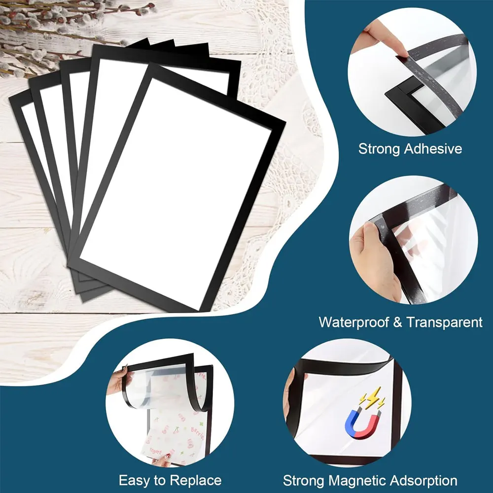 Magnetic Wall Frame A4 Self Adhesive No Punch Display Frame Wall Poster Frame Art Wall Sticker Frame Home Office Decor view 5