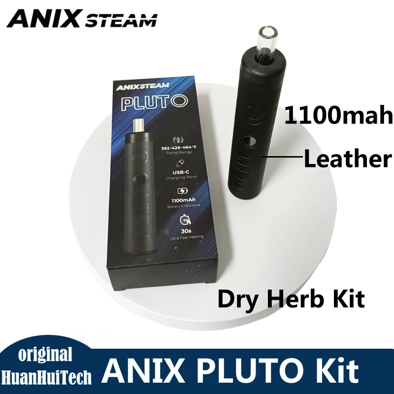 

Original Dry Herb Vaporizer ANIX PLUTO 1100mah With Leather Material Can Temp Control Herbal Heating Chamber Vape Pen Kit