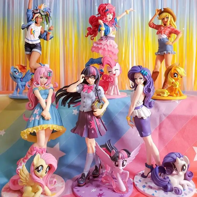 My little Pony Bishoujo Rarity Sunset Shimmer Applejack Twilight Sparkle Pinkie Pie Anime PVC Action Figure Toy Collection Doll