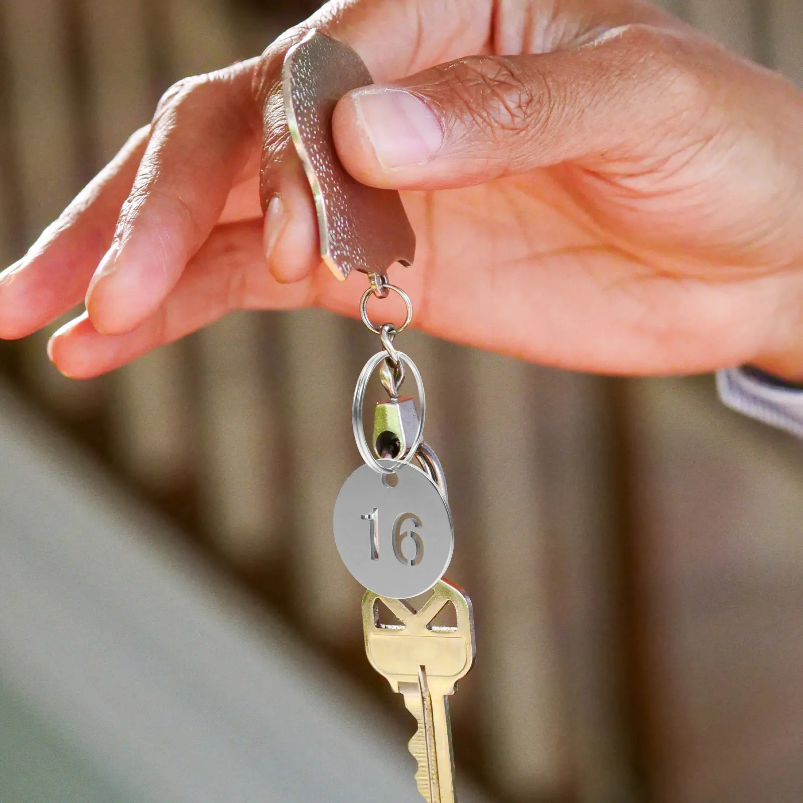 50Pcs Stainless Steel Number Tags Round Hollow Weather Resistant Key Tags for Cabinet Locker Keychain Numbered Id Coding
